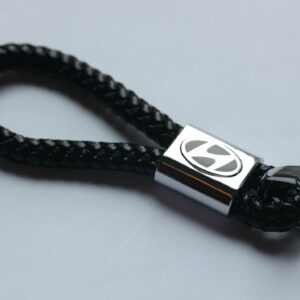 Hyundai Leather Chrome Keychain With 3 Color Choices