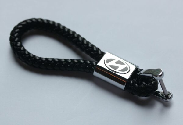 Hyundai Leather Chrome Keychain With 3 Color Choices