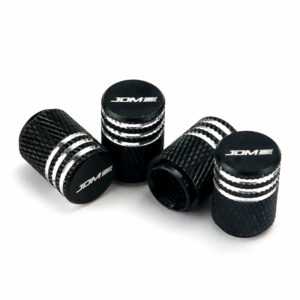 JDM Black Laser Engraved Tire Valve Caps - Extra Spare Cap Total 5 Caps