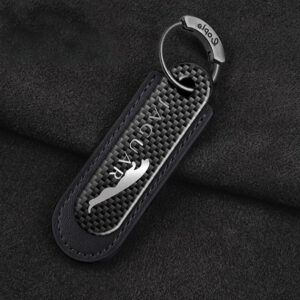 Jaguar Carbon Fiber With Black Leather Keychain