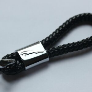 Jaguar Leather Chrome Keychain With 3 Color Choices
