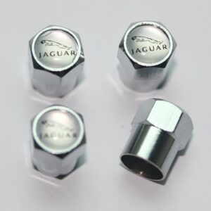 Jaguar Silver Tire Valve Caps - Plus Free Extra Cap