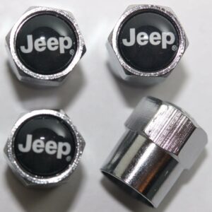 Jeep Black Tire Valve Caps - Plus Free Extra Cap