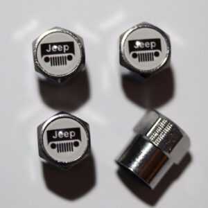Jeep Grilled White Tire Valve Stem Caps - Plus Free Extra Cap