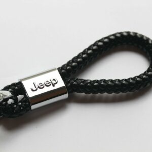 Jeep Leather Chrome Keychain With 3 Color Choices
