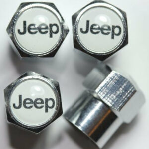 Jeep White Tire Valve Caps - Plus Free Extra Cap