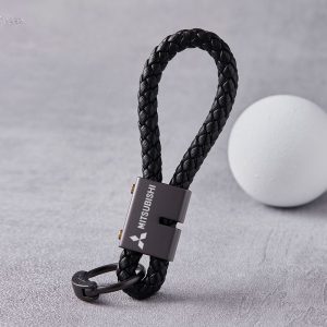 Mitsubishi Leather Keychain