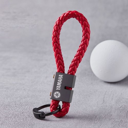 Yamaha Red Braided Leather Stainless Steel Keychain