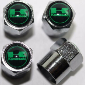 Kawasaki Green Tire Valve Caps - Plus Free Extra Cap