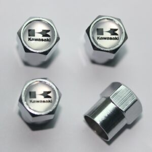 Kawasaki Silver Tire Valve Caps - Plus Free Extra Cap