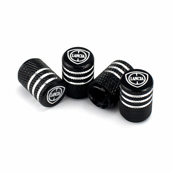 Lancia Black Laser Engraved Tire Valve Caps