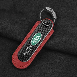 Land Rover Carbon Fiber With Red Leather Keychain
