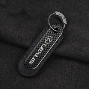 Lexus Carbon Fiber With Black Leather Keychain