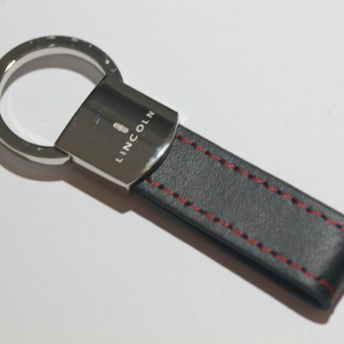 Lincoln Leather Chrome Red Stitches Key Chain