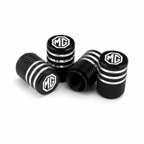 MG Black Laser Engraved Tire Valve Caps – Extra Spare Cap Total 5 Caps