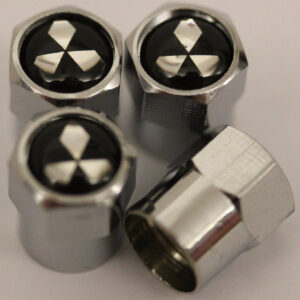 Mitsubishi Black Tire Valve Caps - Plus Free Extra Cap