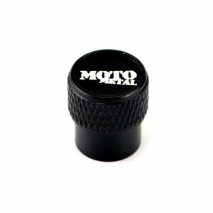Moto Metal Wheel Laser Engraved on Black Tire Valve Caps - Extra Spare Cap Total 5 Caps