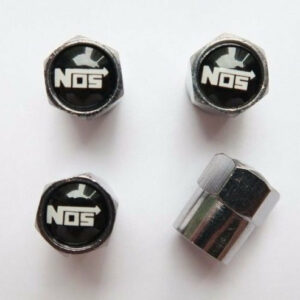 NOS Nitro Black Tire Valve Caps - Plus Free Extra Cap