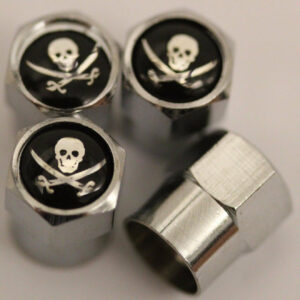 Pirate Black Tire Valve Caps - Plus Free Extra Cap