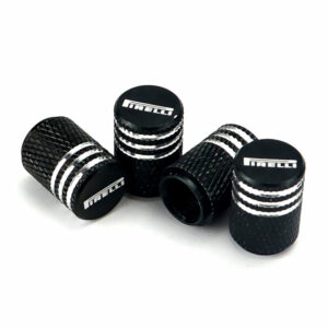 Pirelli Black Laser Engraved Tire Valve Caps - Extra Spare Cap Total 5 Caps