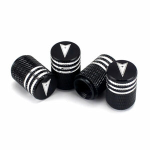 Pontiac Logo Black Laser Engraved Tire Valve Caps - Extra Spare Cap Total 5 Caps