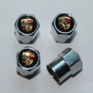 Porsche Black & Gold Tire Valve Stem Caps