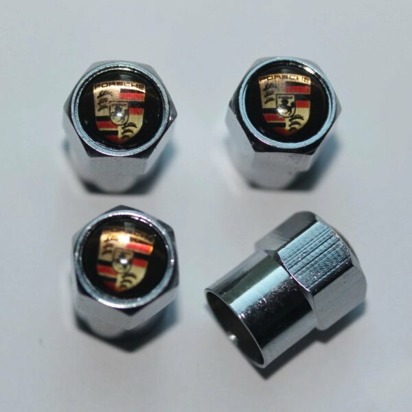 Porsche Black & Gold Tire Valve Stem Caps