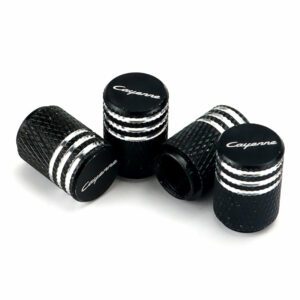 Porsche Cayenne Black Laser Engraved Tire Valve Caps
