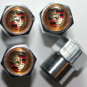 Porsche Gold Tire Valve Stem Caps