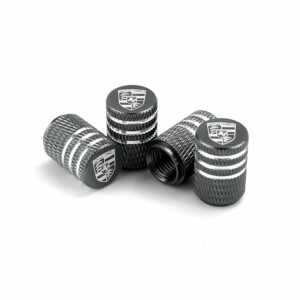 Porsche Grey Laser Engraved Tire Valve Caps