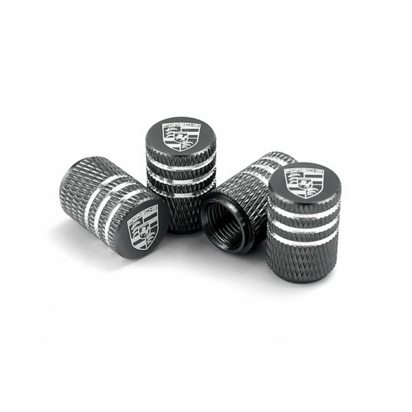 Porsche Grey Laser Engraved Tire Valve Caps