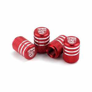 Porsche Red Laser Engraved Tire Valve Caps