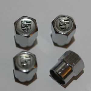 Porsche Silver Tire Valve Stem Caps