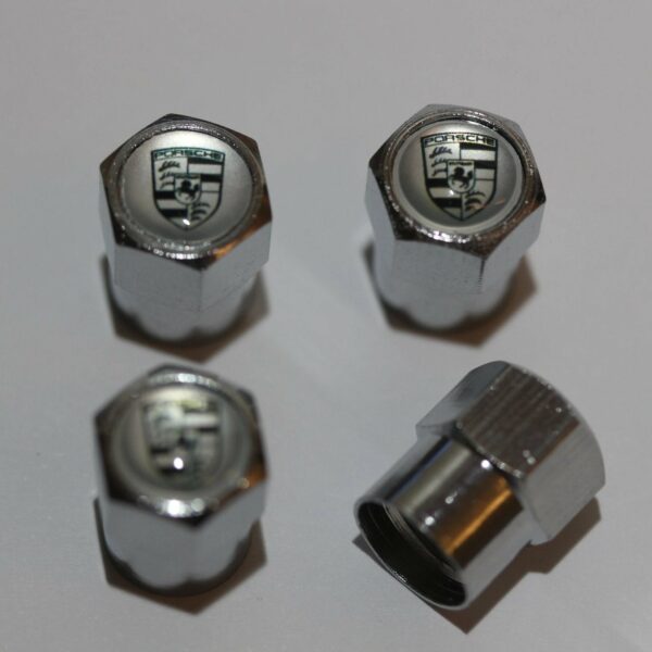 Porsche Silver Tire Valve Stem Caps