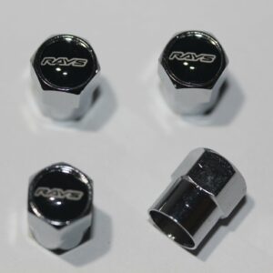 Rays Black Tire Valve Stem Caps - Plus Free Extra Cap
