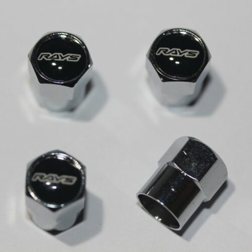 Rays Black Tire Valve Stem Caps – Plus Free Extra Cap
