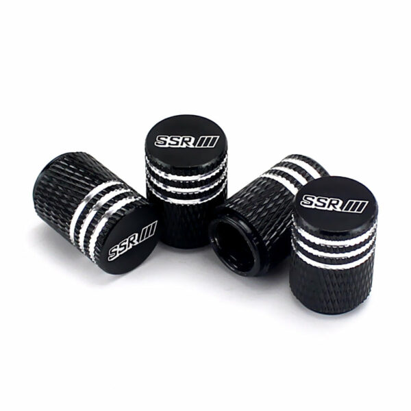 SSR Black Laser Engraved Tire Valve Caps