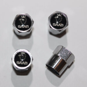 Saab Black Tire Valve Caps - Plus Free Extra Cap