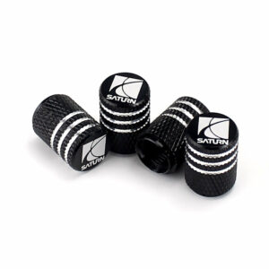 Saturn Black Laser Engraved Tire Valve Caps