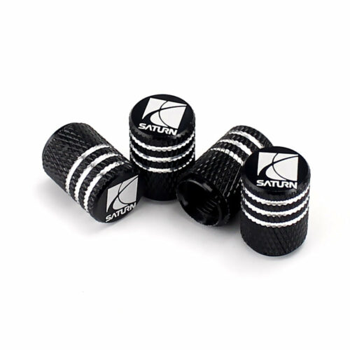 Saturn Black Laser Engraved Tire Valve Caps – Extra Spare Cap Total 5 Caps
