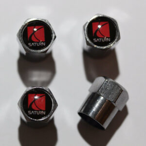 Saturn Black Tire Valve Caps - Plus Free Extra Cap