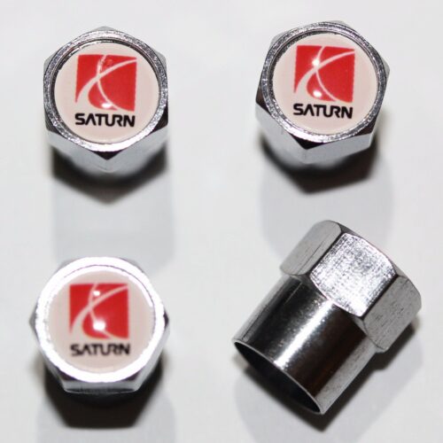Saturn White Tire Valve Caps – Plus Free Extra Cap