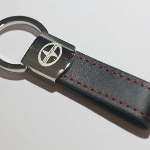 Scion Leather Chrome Red Stitches Key Chain