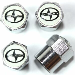 Scion White Tire Valve Caps