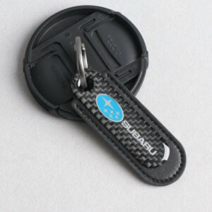 Subaru Carbon Fiber With Black Leather Keychain