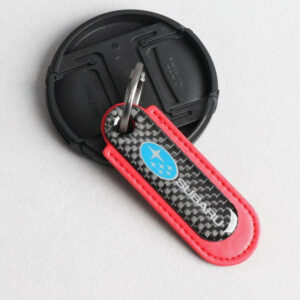 Subaru Carbon Fiber With Red Leather Keychain
