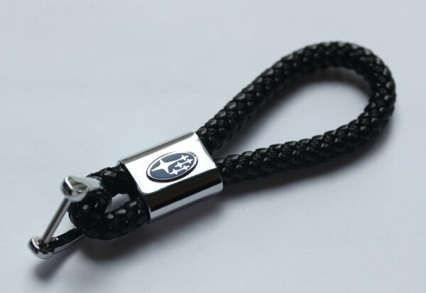 Subaru Leather Chrome Keychain With 3 Color Choices