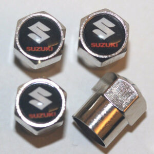 Suzuki Black Tire Valve Caps - Plus Free Extra Cap