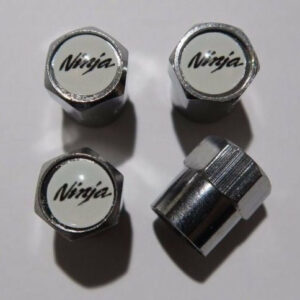 Suzuki Ninja Black & White Tire Valve Caps - Plus Free Extra Cap