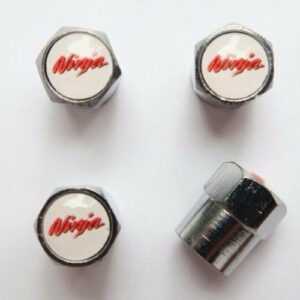 Suzuki Ninja Red & White Tire Valve Caps - Plus Free Extra Cap